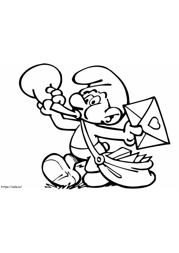 1528170555 The Smurf Postman Announcing Arrival With A Trumpet A4 E1600584562654 coloring page