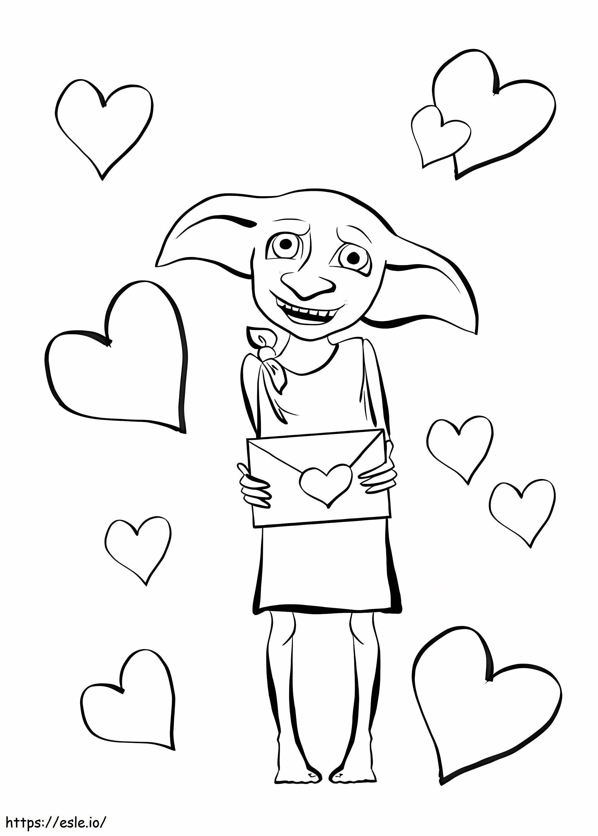 Coloriage Dobby tenant une lettre d'amour à imprimer dessin