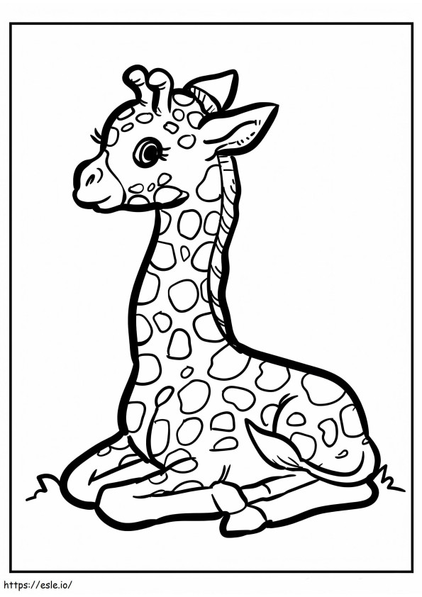 Coloriage Bébé girafe assis à imprimer dessin