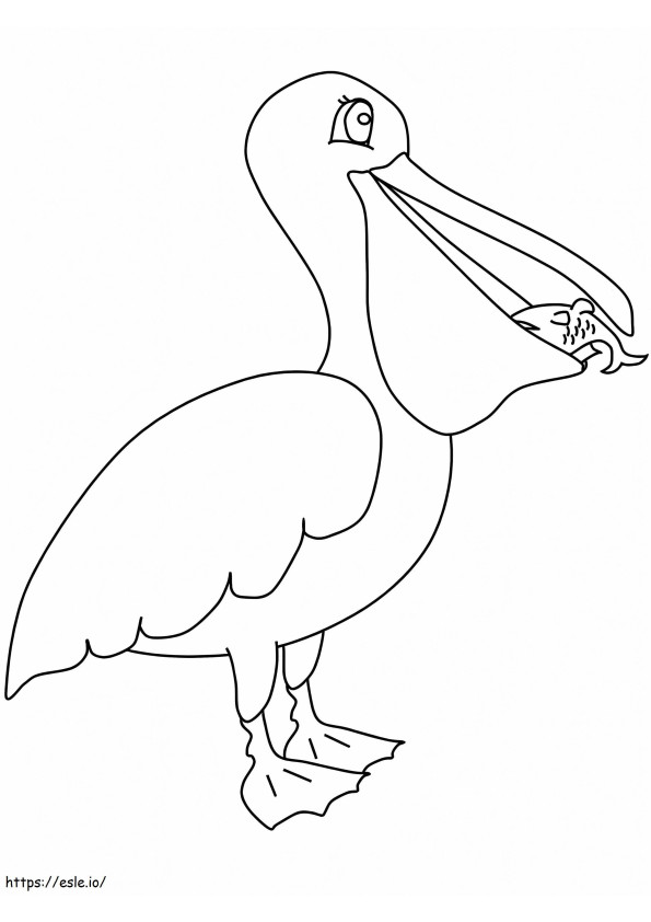 Pelicano comendo peixe para colorir
