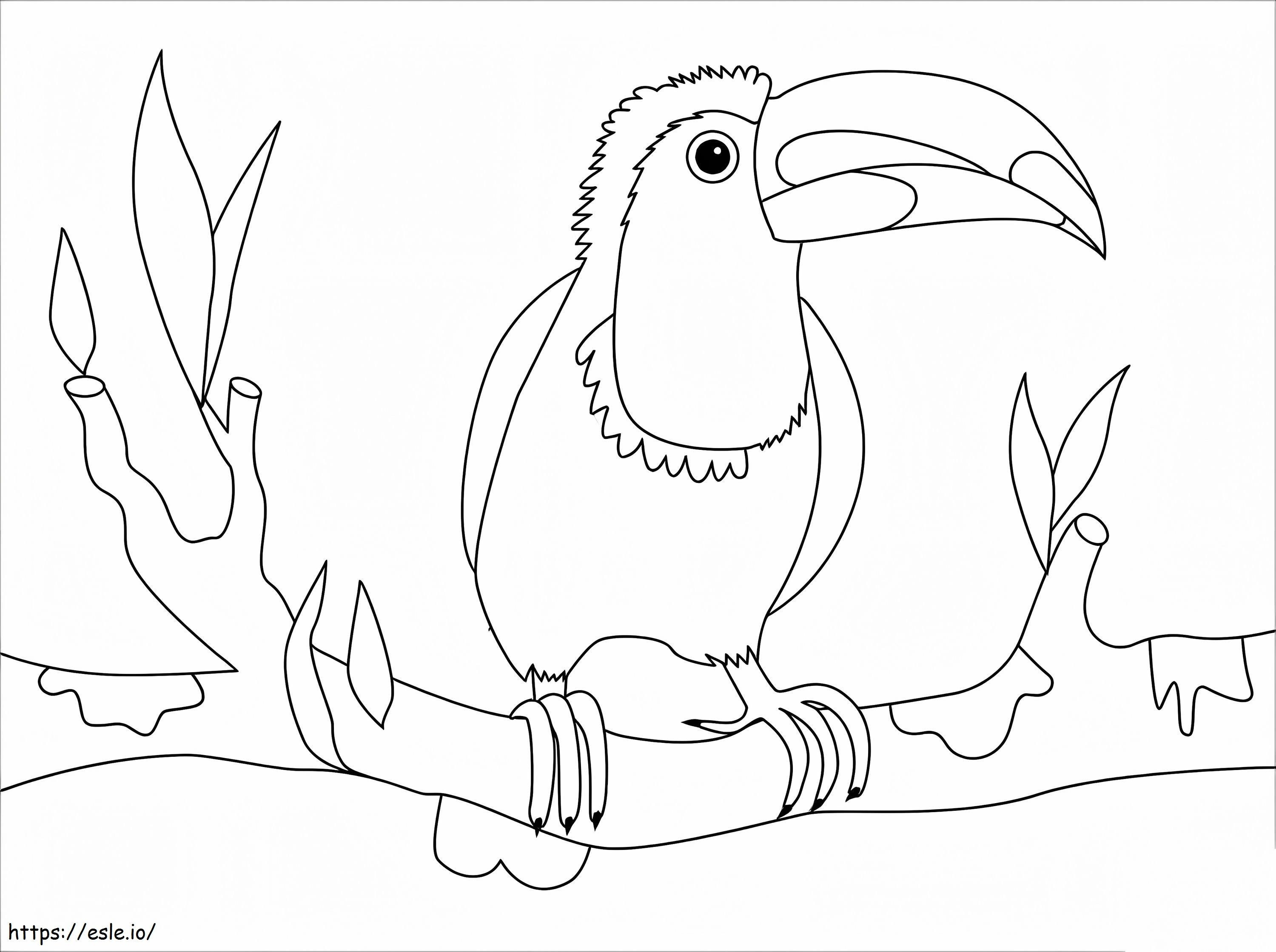 Pássaro tucano em um galho para colorir