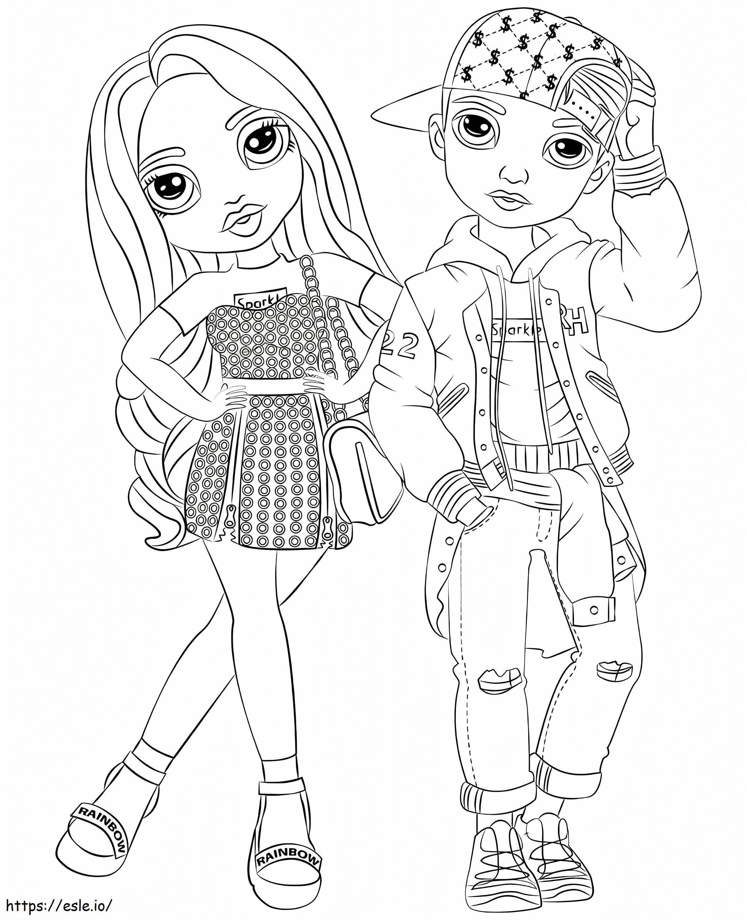 Rainbow High Dolls coloring page