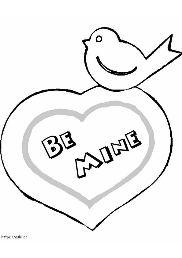 Bird And Valentine Heart coloring page