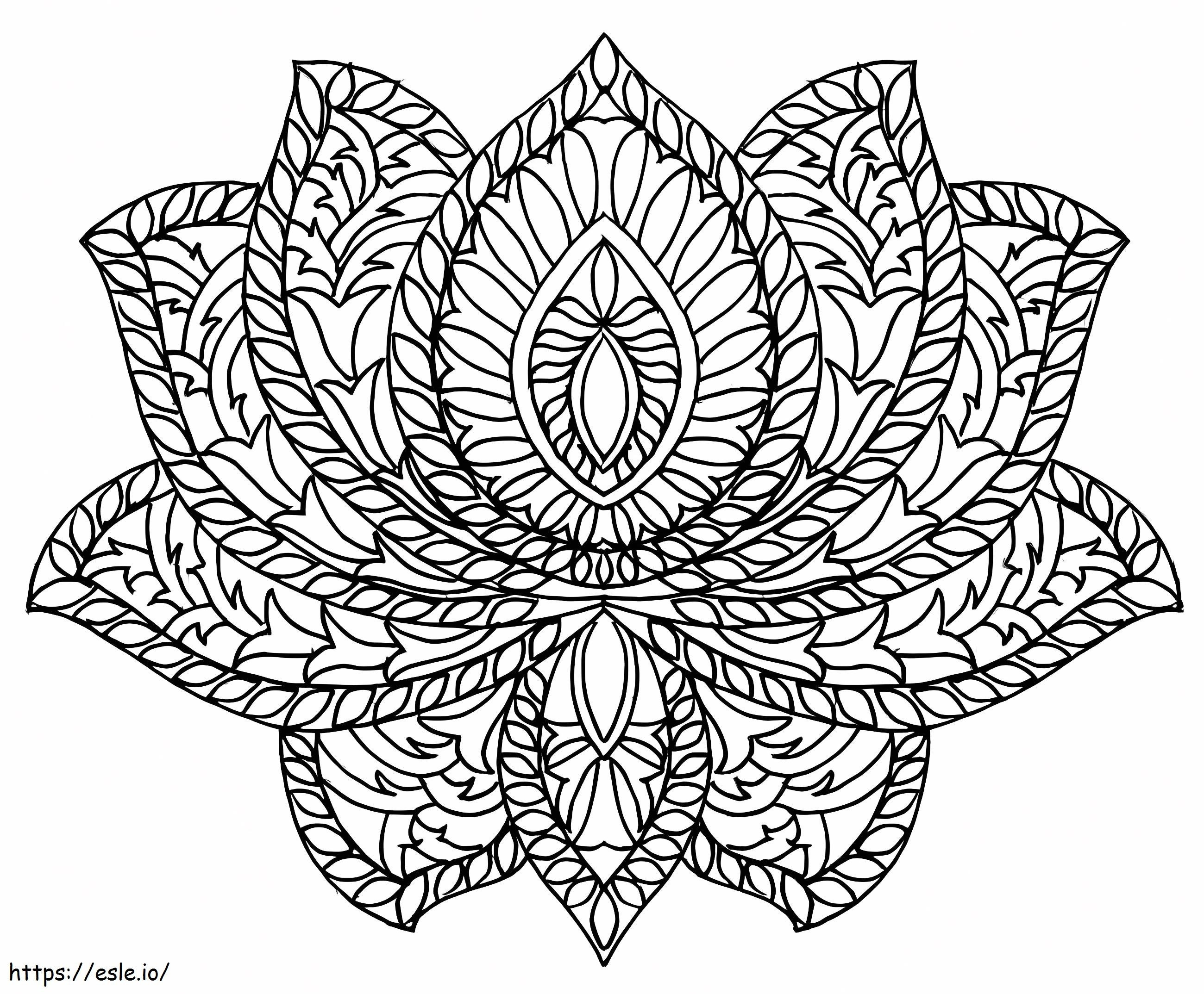 Kaunis Lotus Mandala värityskuva