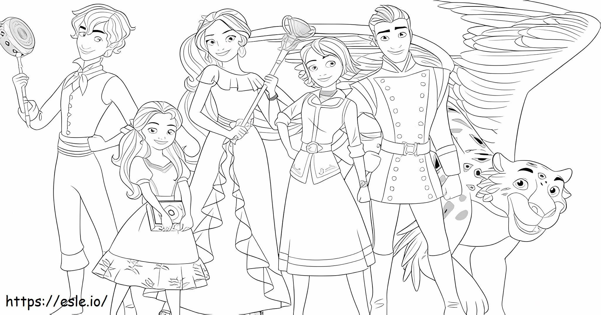 Princesa Elena e amigos para colorir