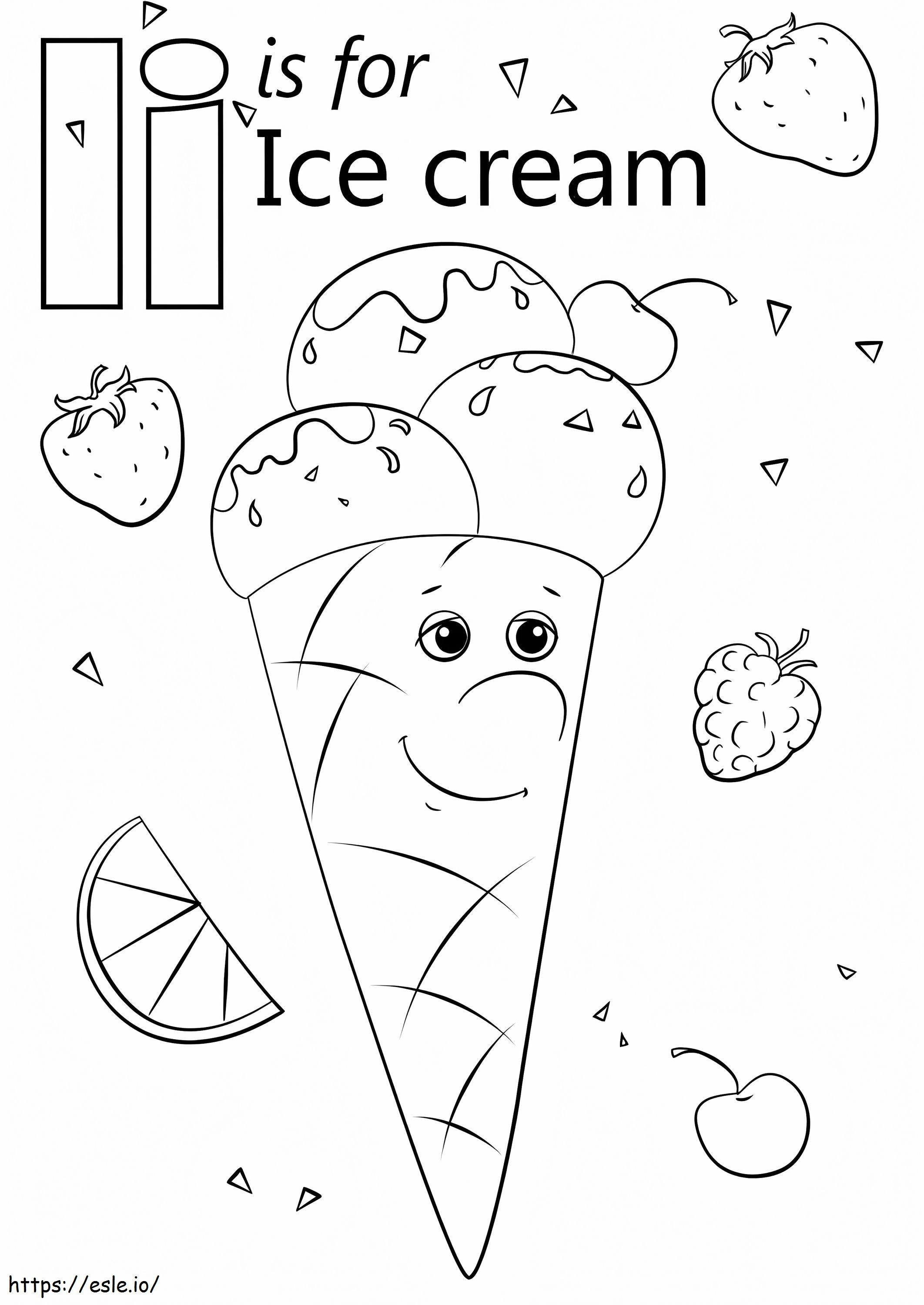 Ice Cream Letter I coloring page