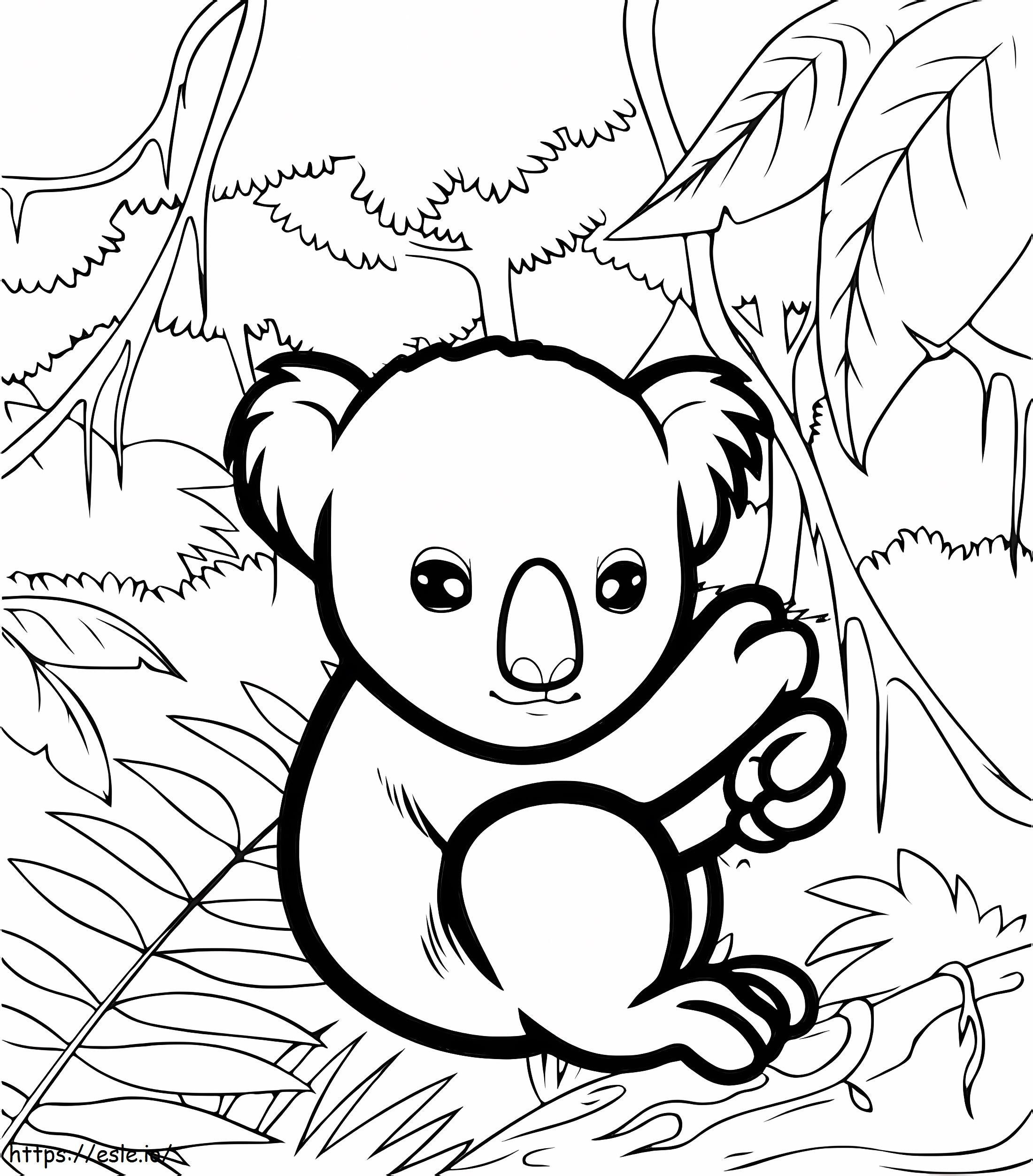 Coloriage Koala avec des feuilles à imprimer dessin