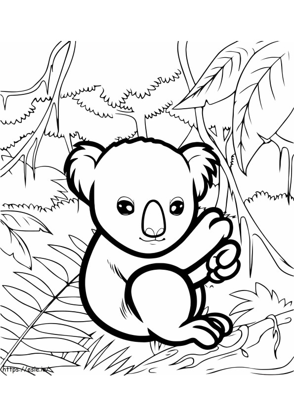 Coloriage Koala avec des feuilles à imprimer dessin
