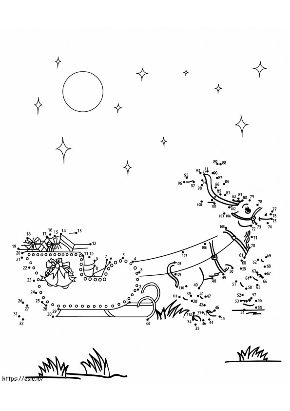 Reindeer And Sleigh Dot To Dots coloring page