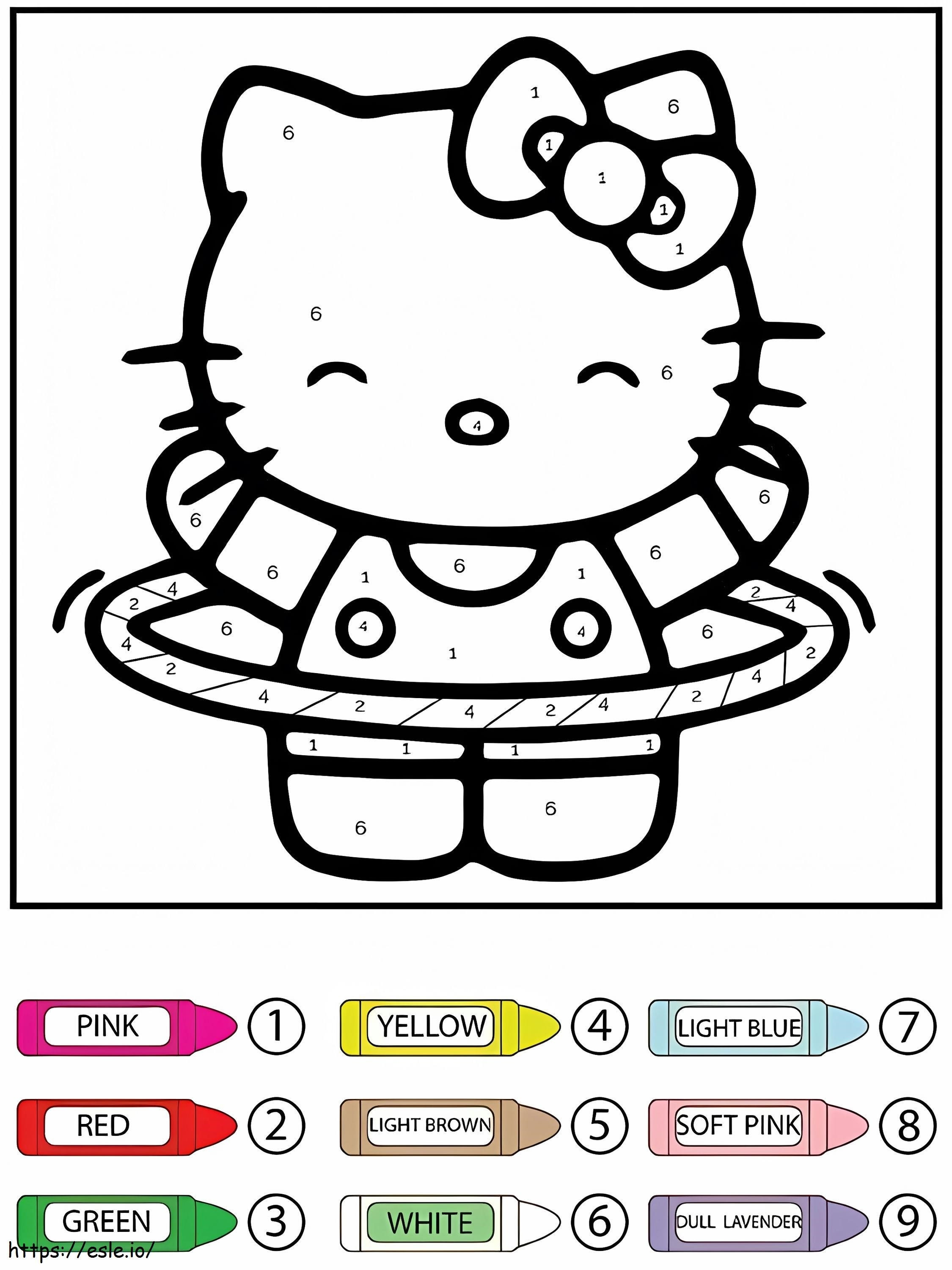 Hello Kitty Hula Hoop Color By Number coloring page