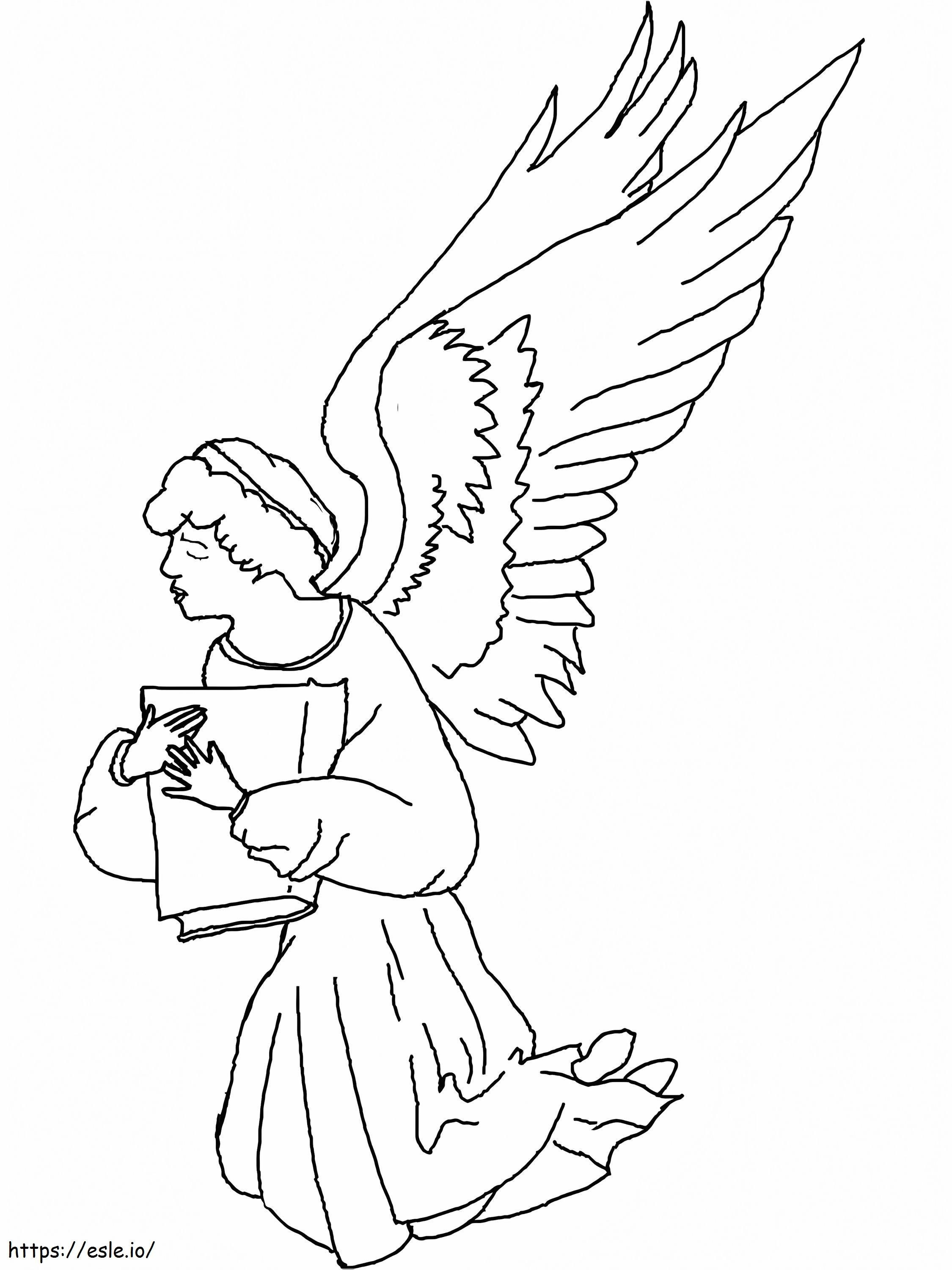 Engel met een boek kleurplaat kleurplaat