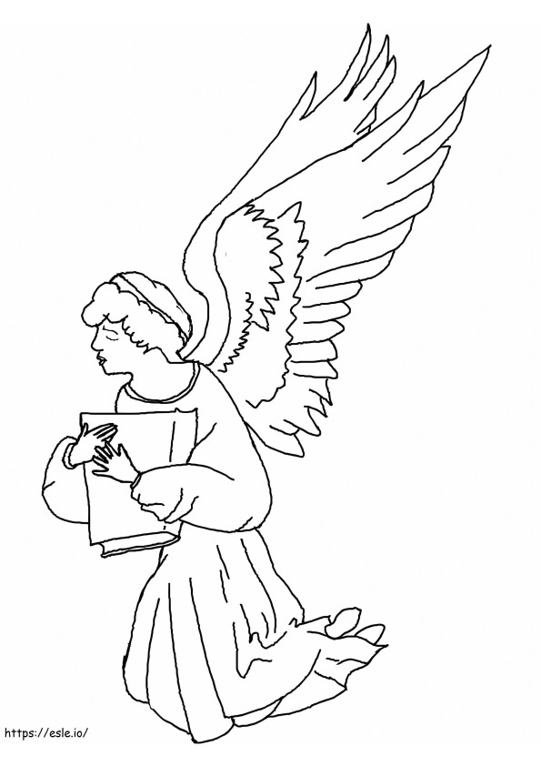 ángel con un libro para colorear