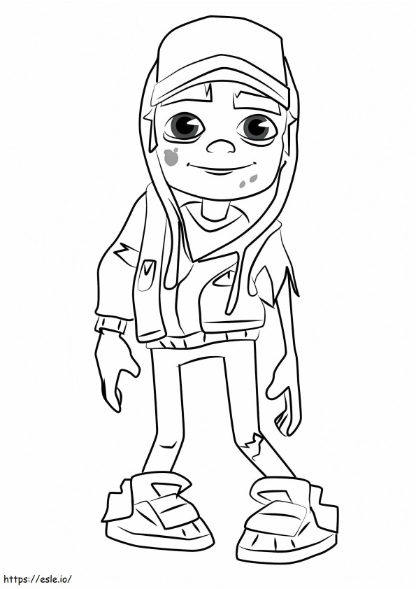 Zombie Jake From Subway Surfers coloring page