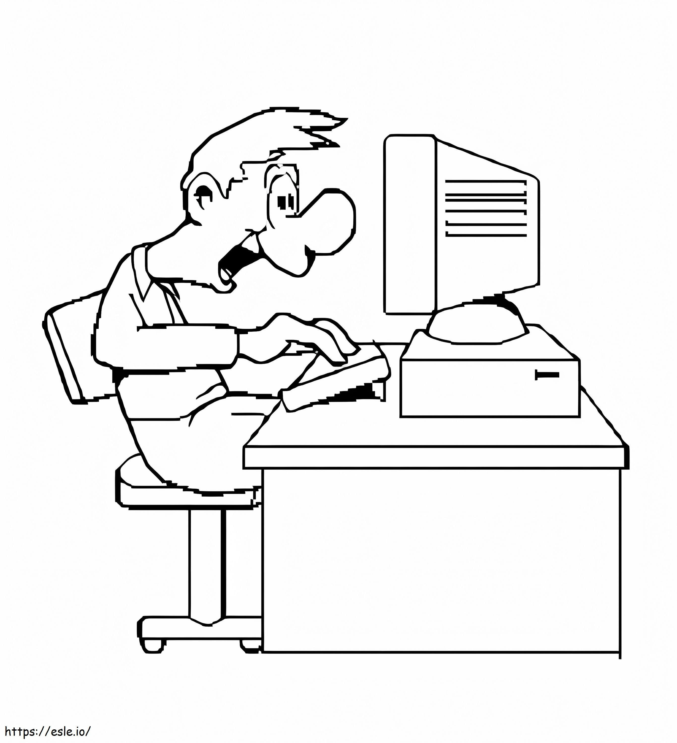 Boy And Computer coloring page
