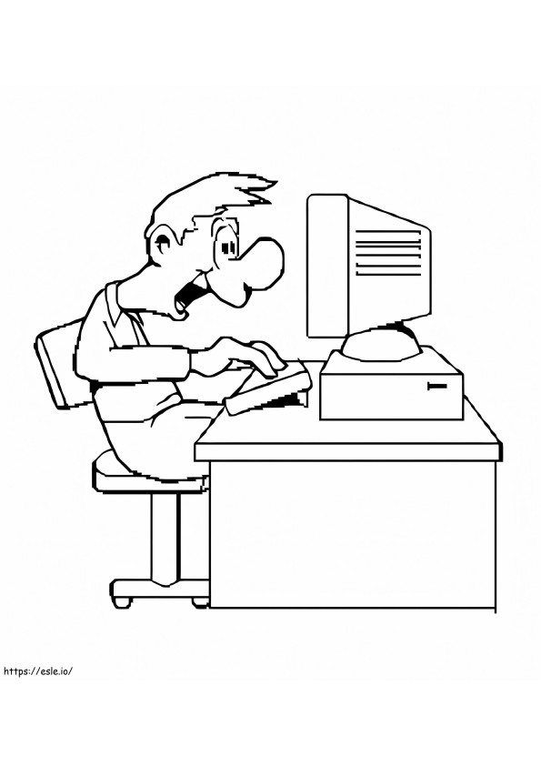 Boy And Computer coloring page