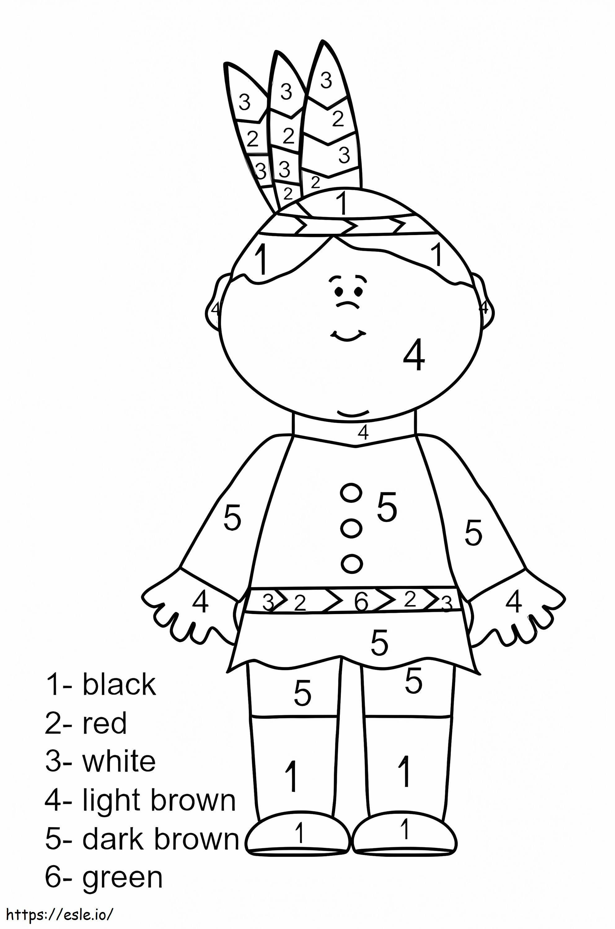 Boy Thanksgiving Color By Number coloring page