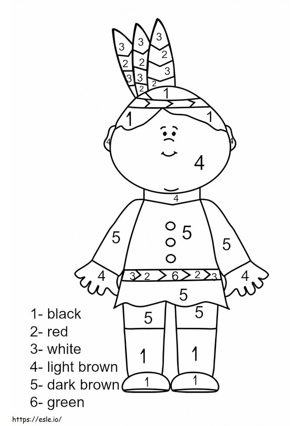 Coloriage Couleur par numéro de Thanksgiving pour garçon à imprimer dessin