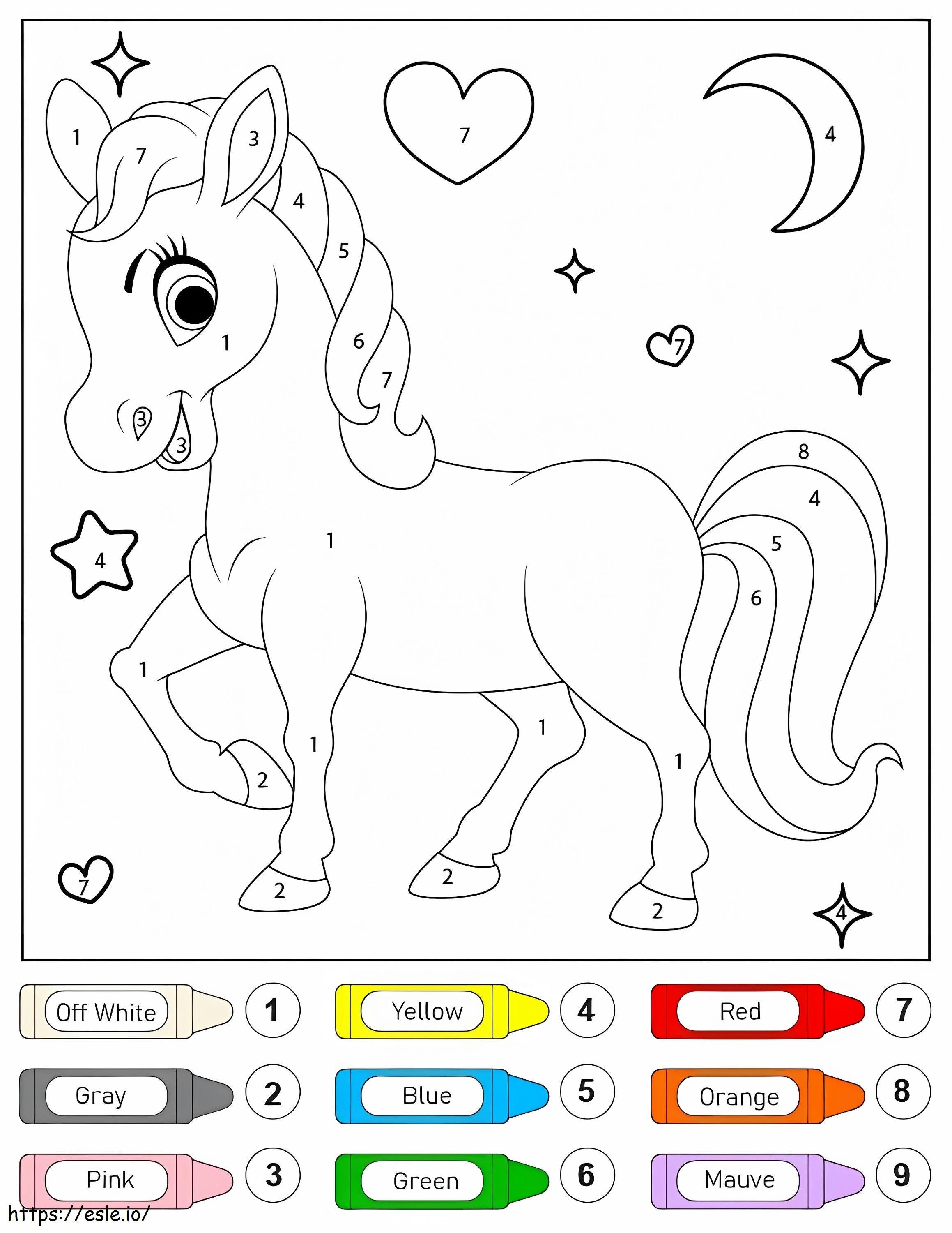 Lovely Unicorn Color By Number coloring page