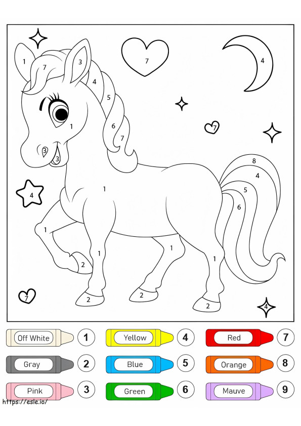 Colorear por números un precioso unicornio para colorear