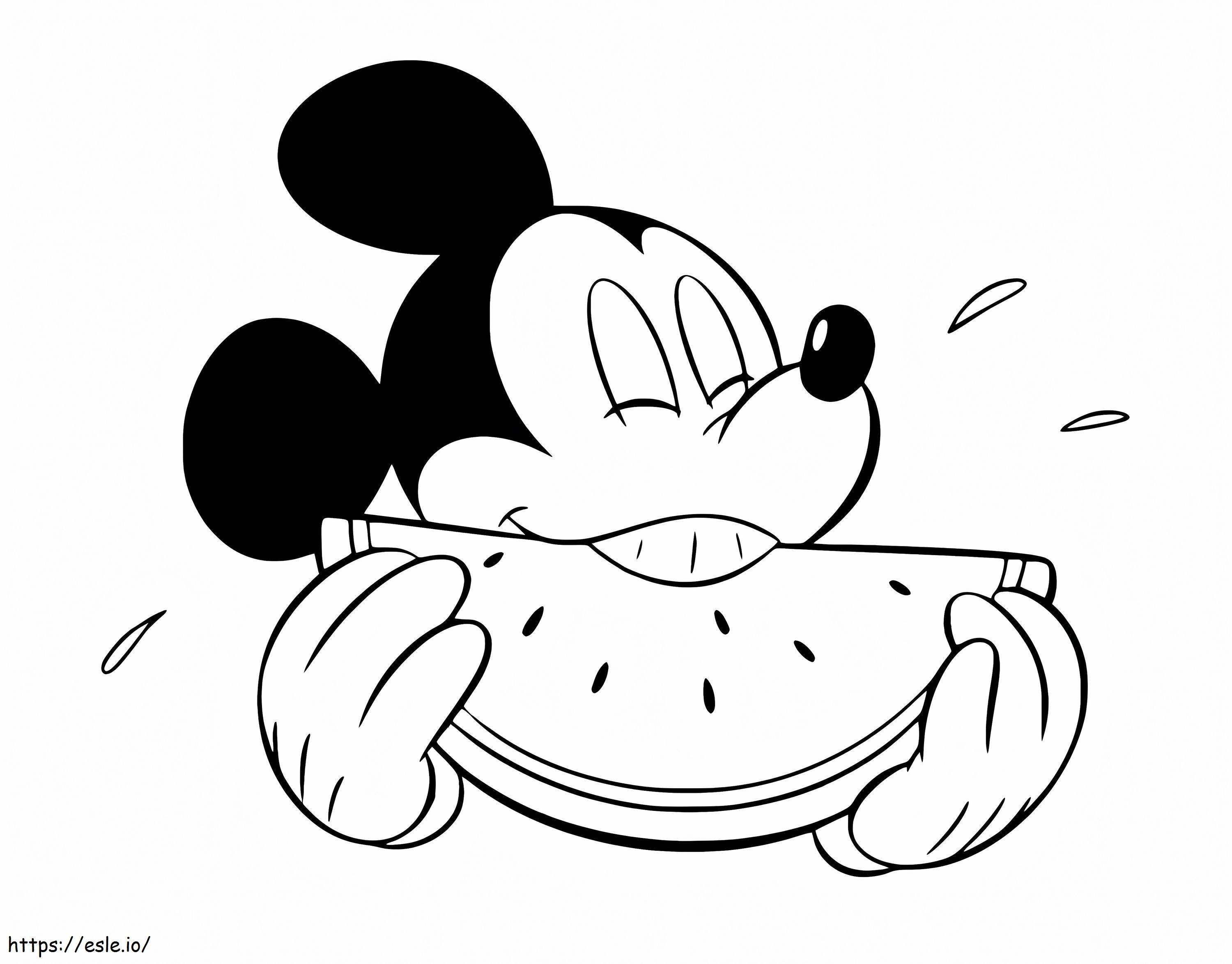 Mickey Mouse comendo melancia para colorir