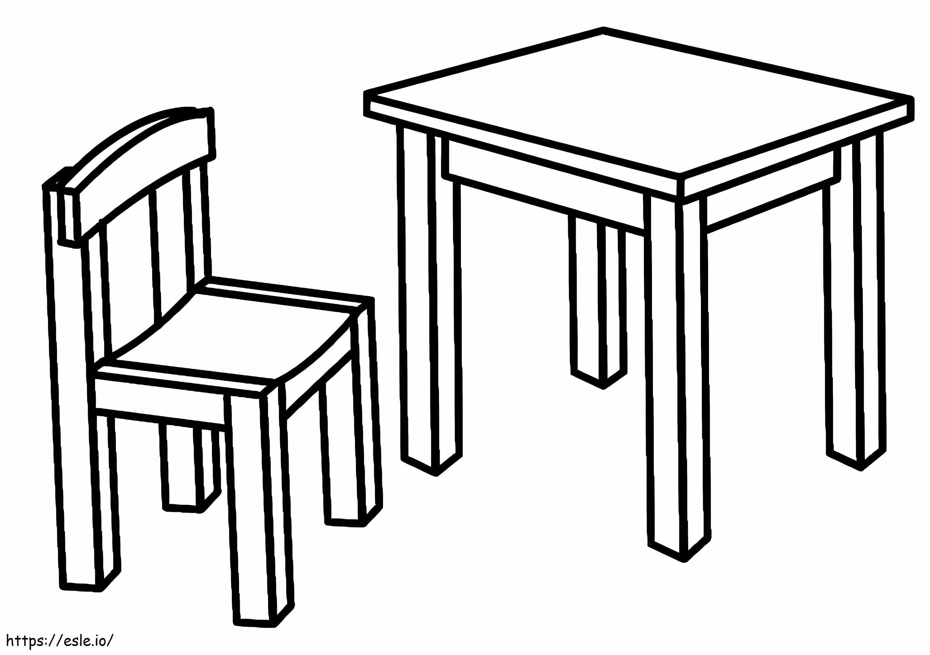 Stół i krzesło kolorowanka