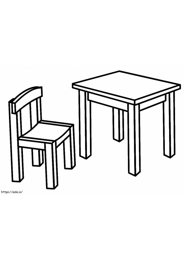 Stół i krzesło kolorowanka