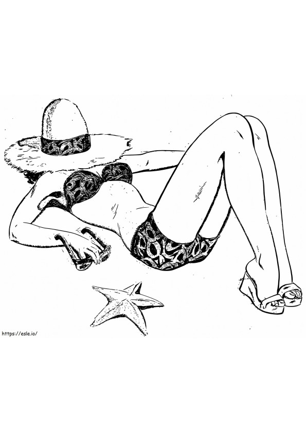 Lady On A Beach coloring page