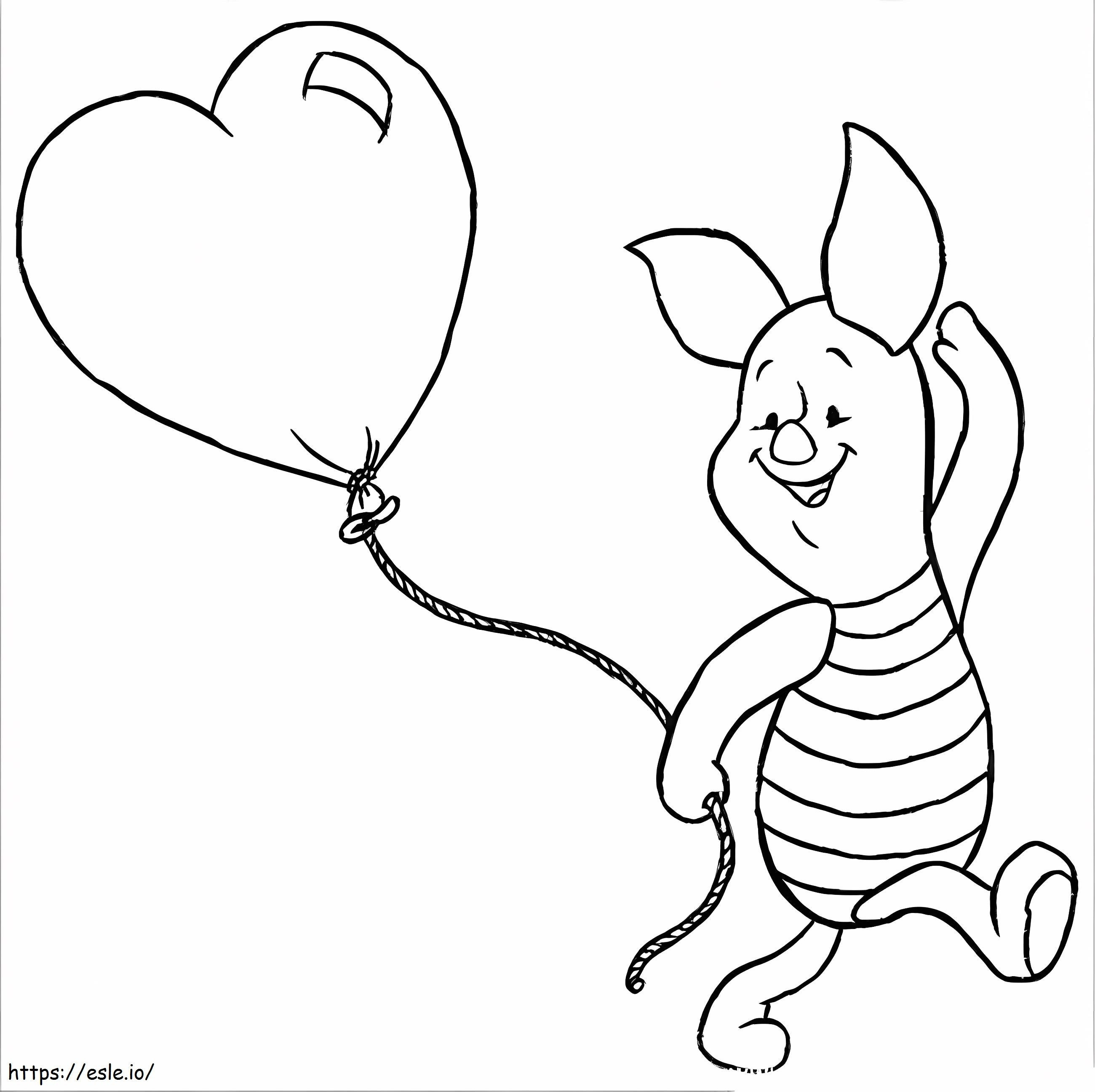 Piglet Holding Balloon coloring page