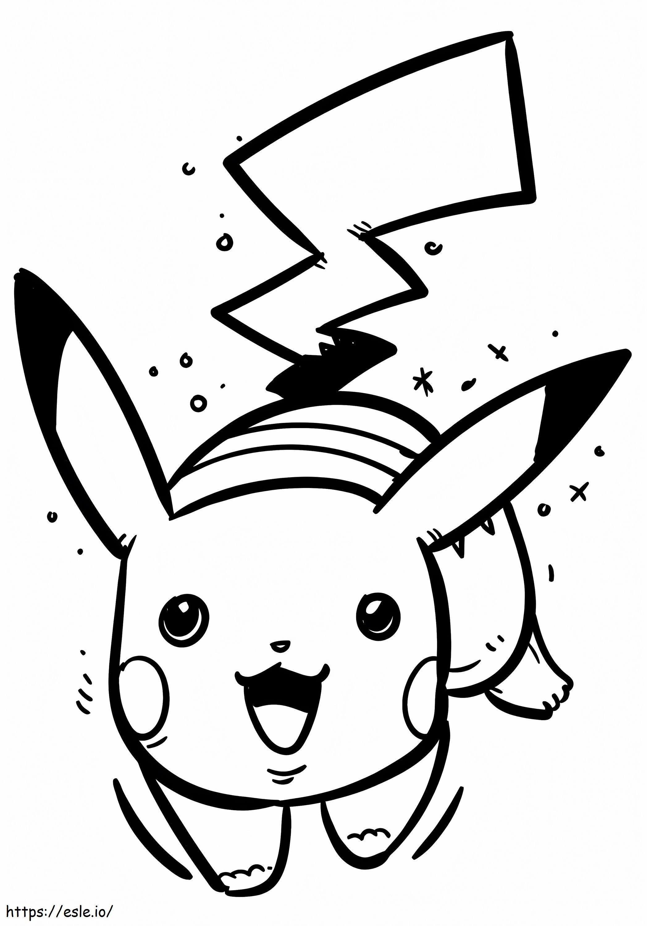 lindo pikachu sonriendo para colorear