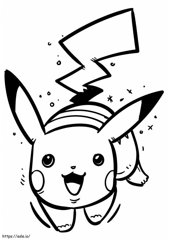 Coloriage Pikachu mignon souriant à imprimer dessin
