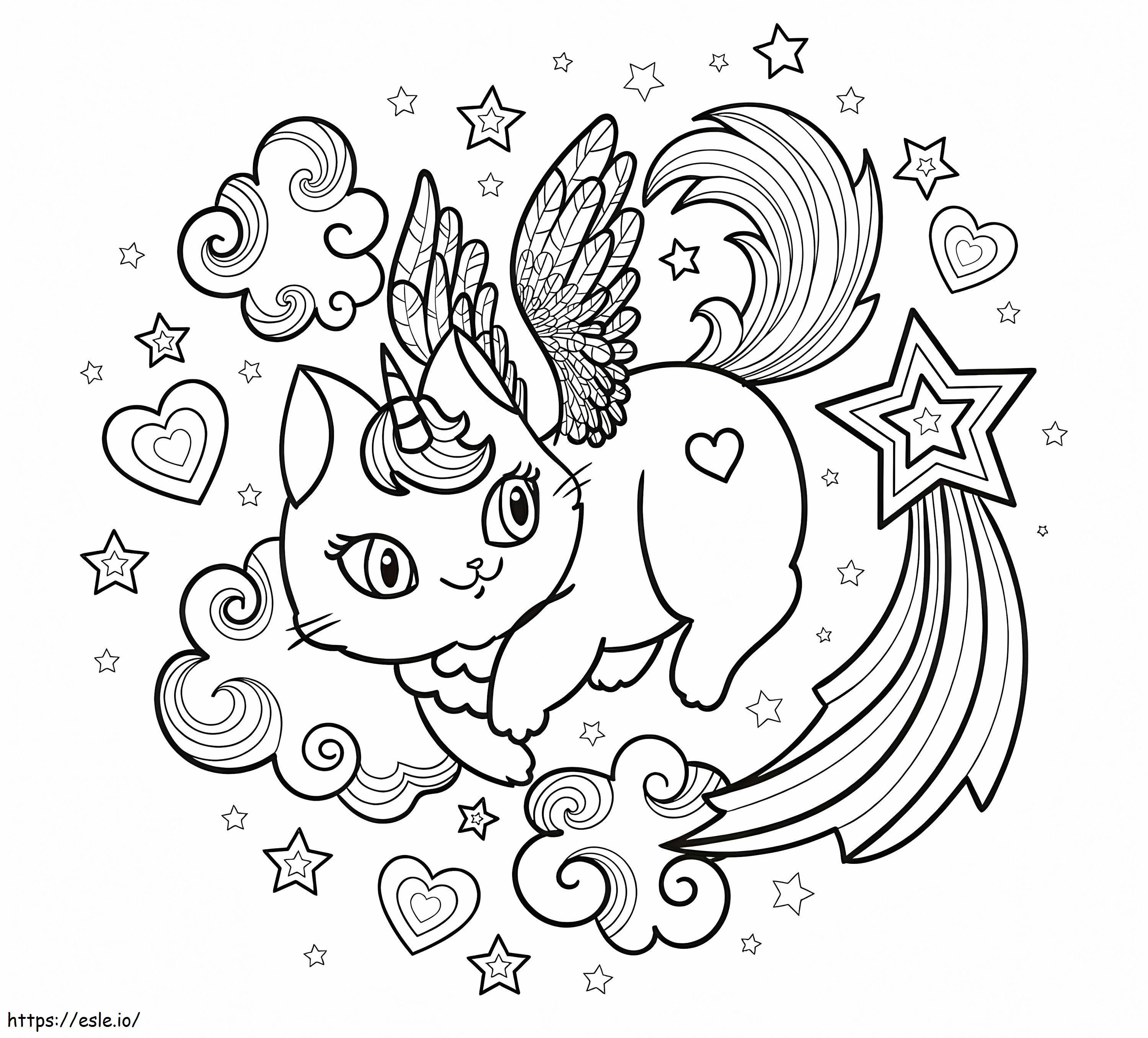 Awesome Unicorn Cat coloring page