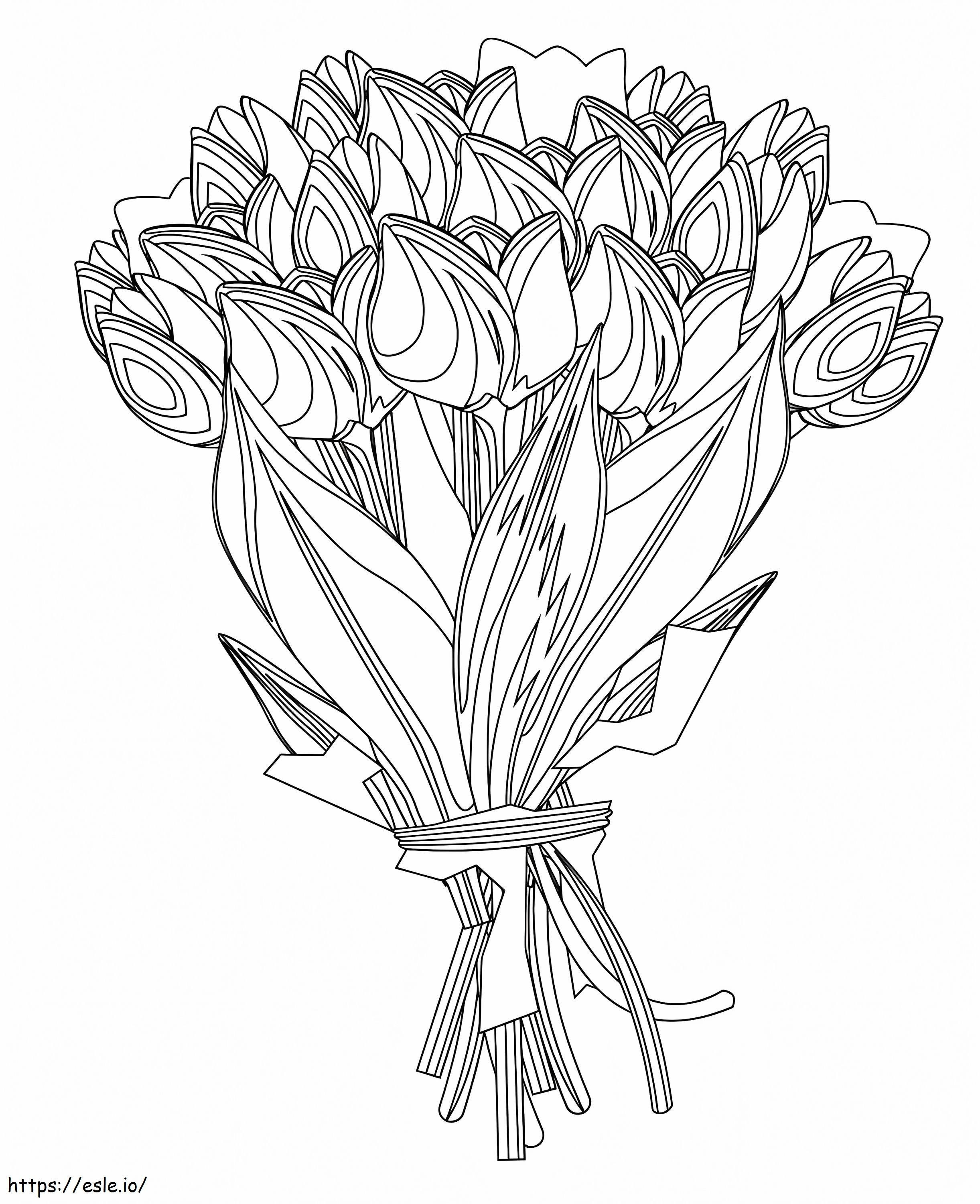 Buquê de flores tulipa para colorir