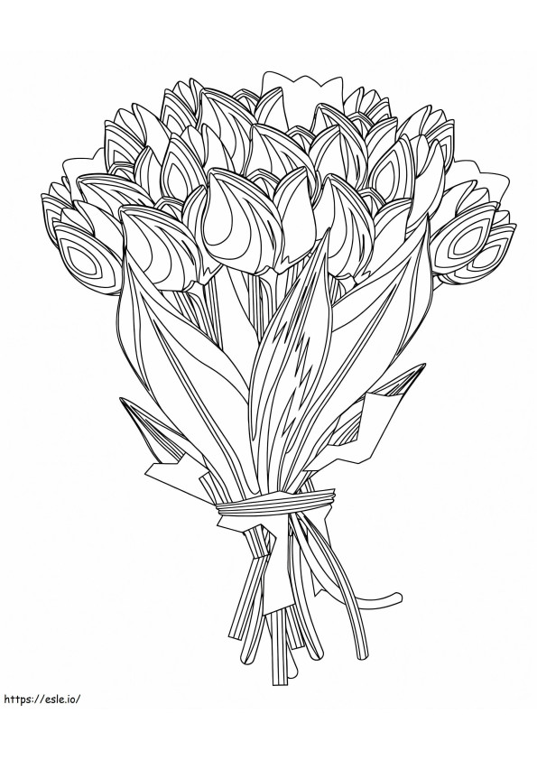 Buquê de flores tulipa para colorir