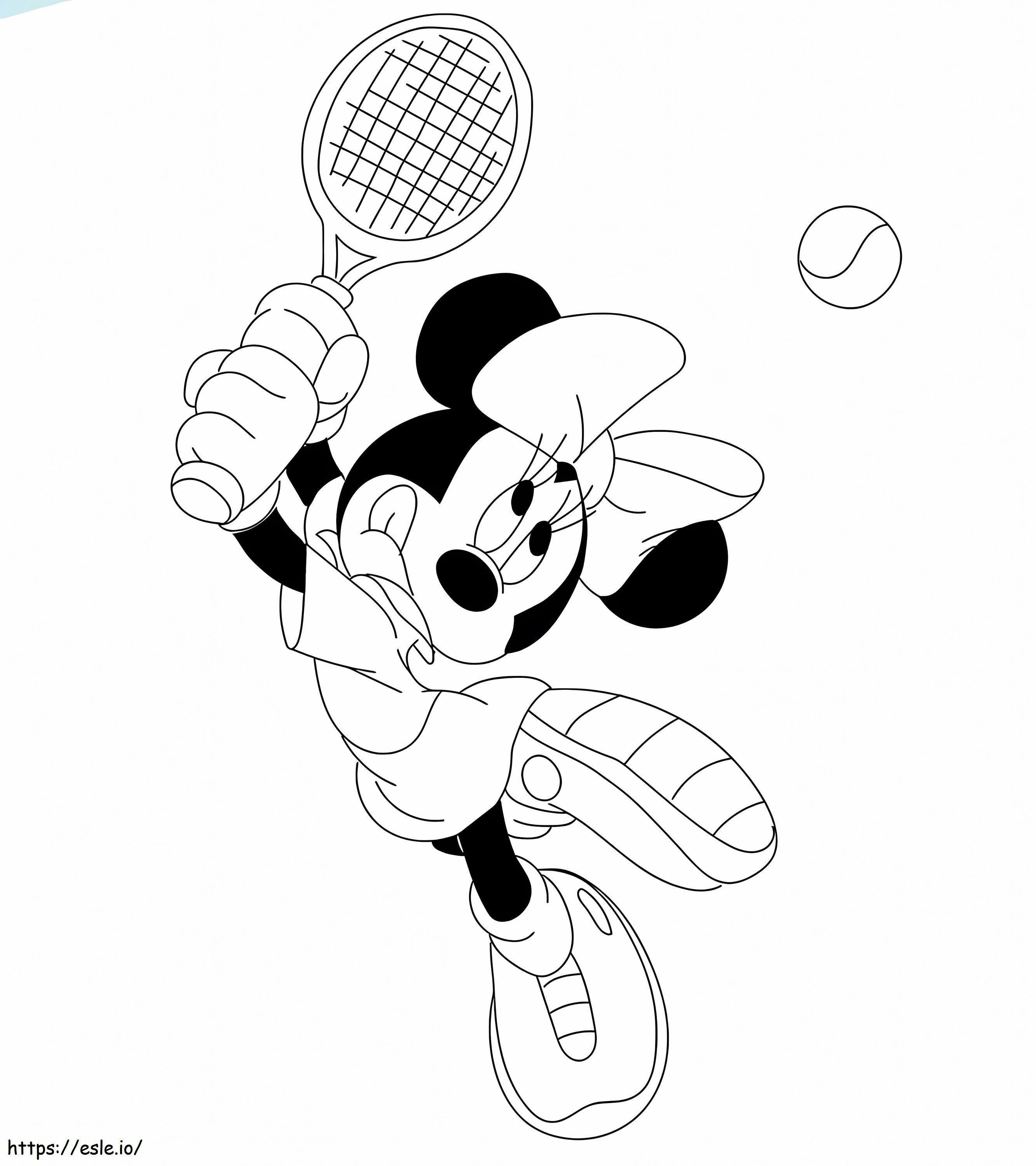 Coloriage Minnie Mouse jouant au tennis à imprimer dessin
