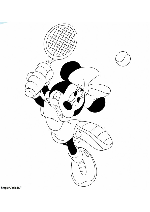 Minnie Mouse speelt tennis kleurplaat