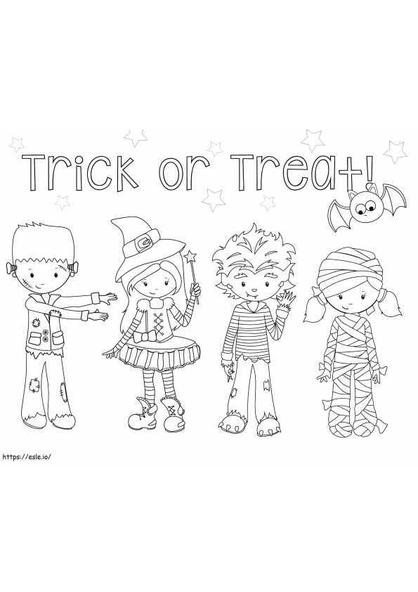 Kids With Trick Or Treat 1 coloring page