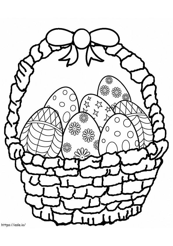 Pääsiäiskori munien kanssa värityskuva