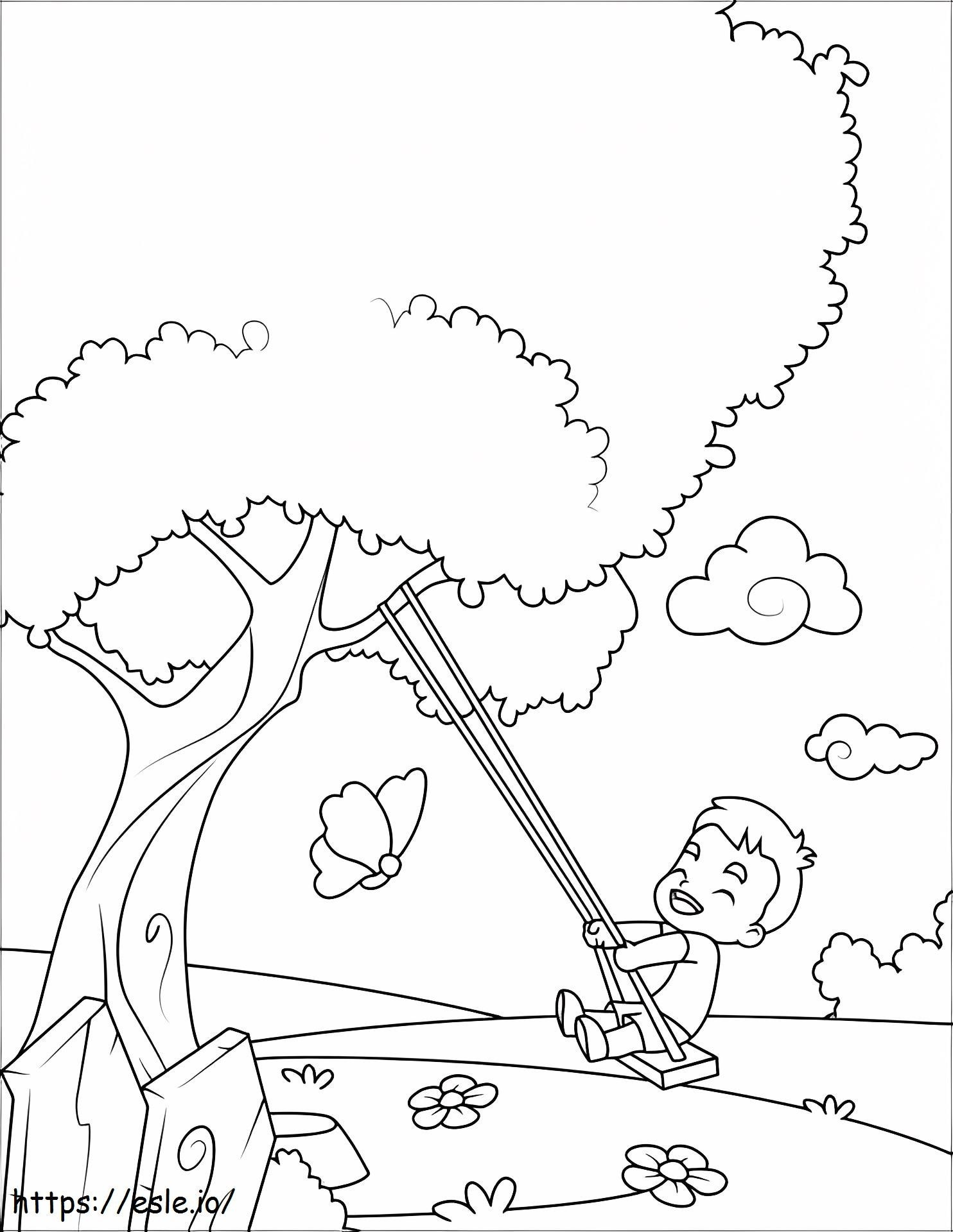 1533008634 Boy Swinging A4 coloring page
