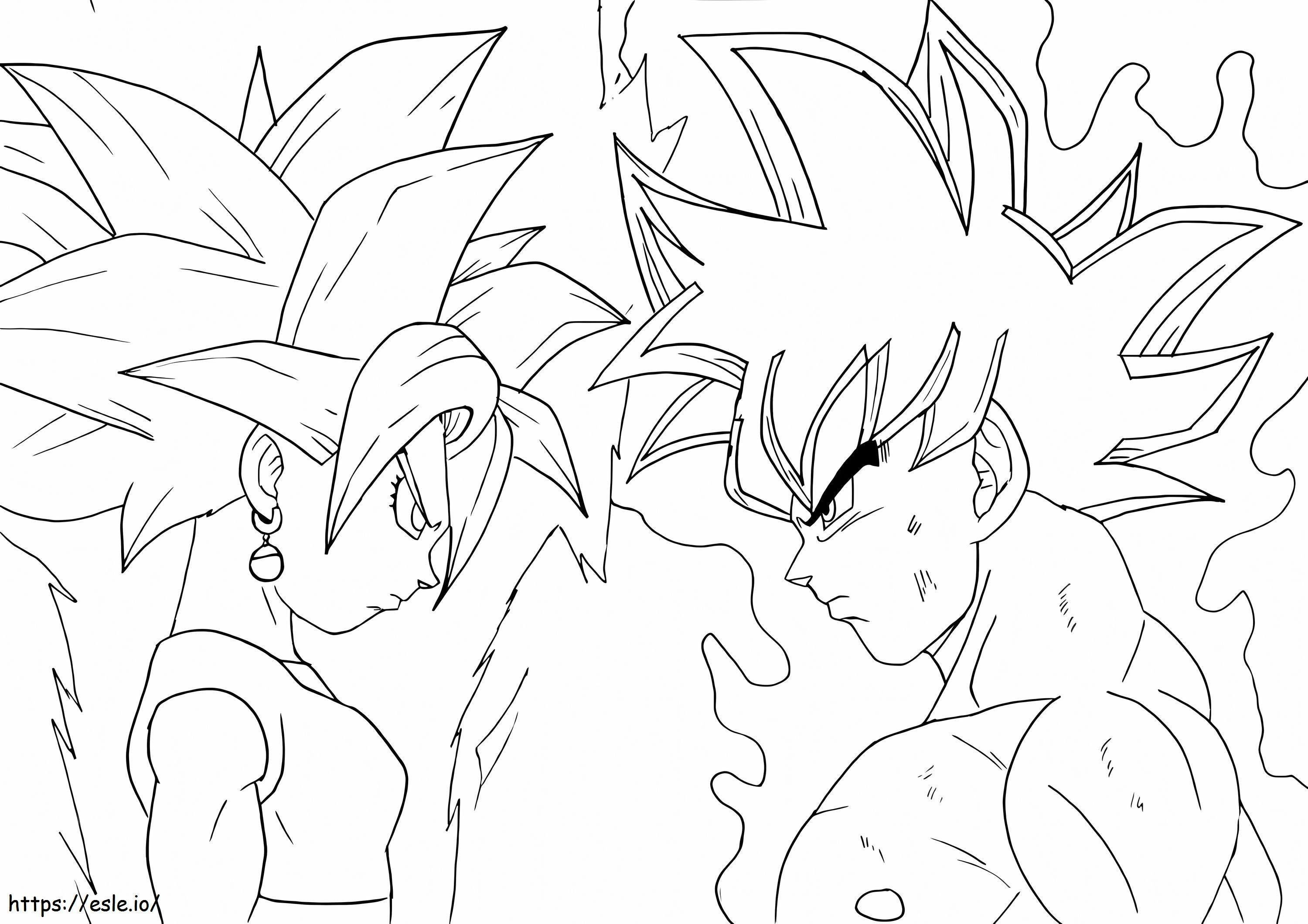Goku e Kefla para colorir