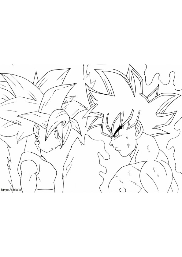 Goku ja Kefla värityskuva