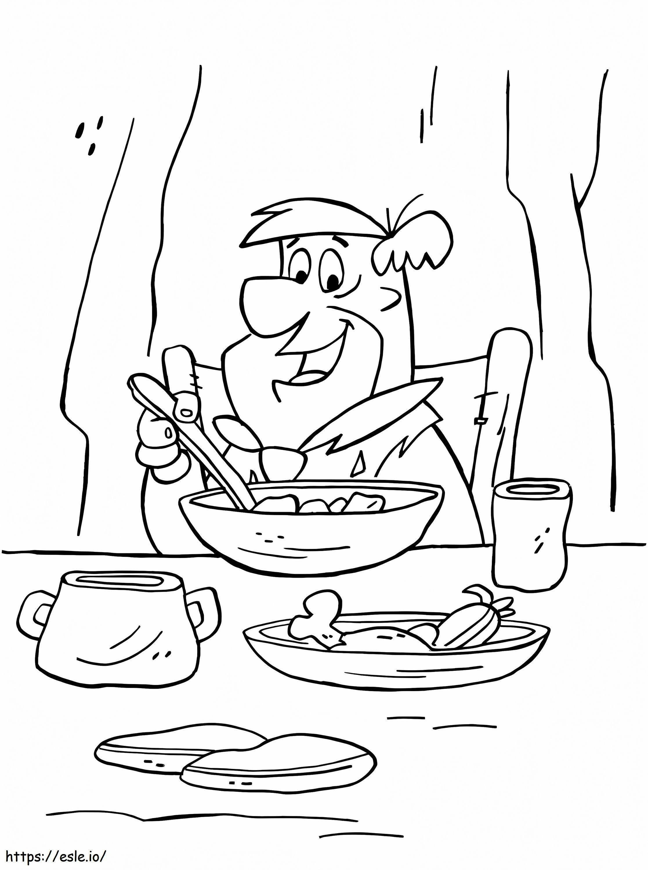 Coloriage Fred Flintstone mangeant à imprimer dessin