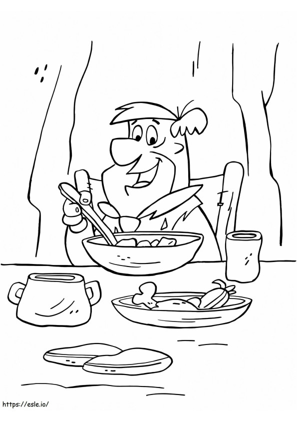 Coloriage Fred Flintstone mangeant à imprimer dessin