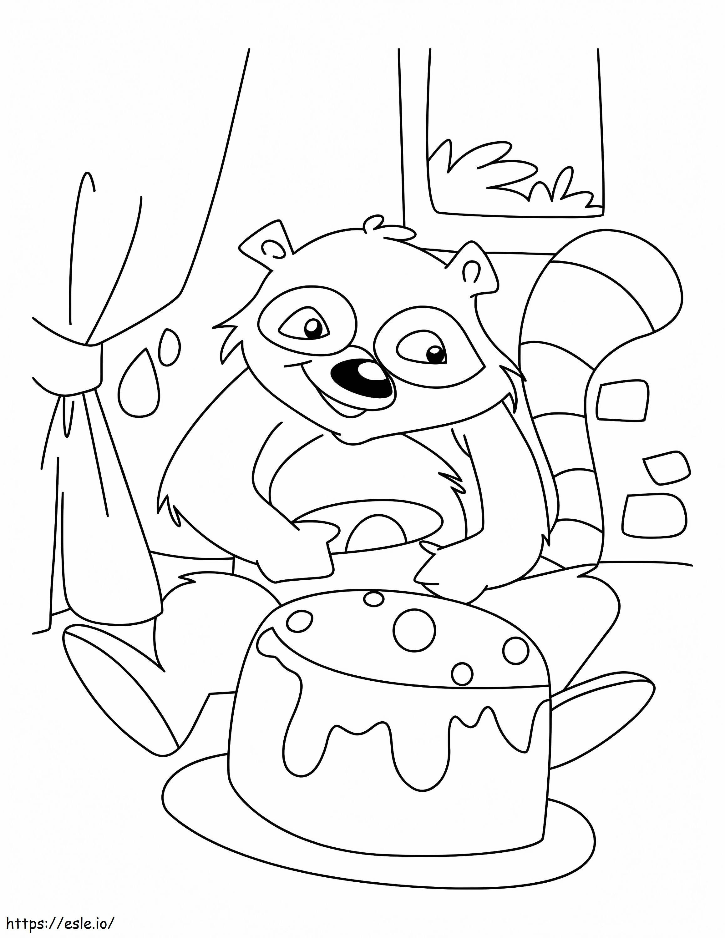 Raccoon Celebrating His Birthday coloring page