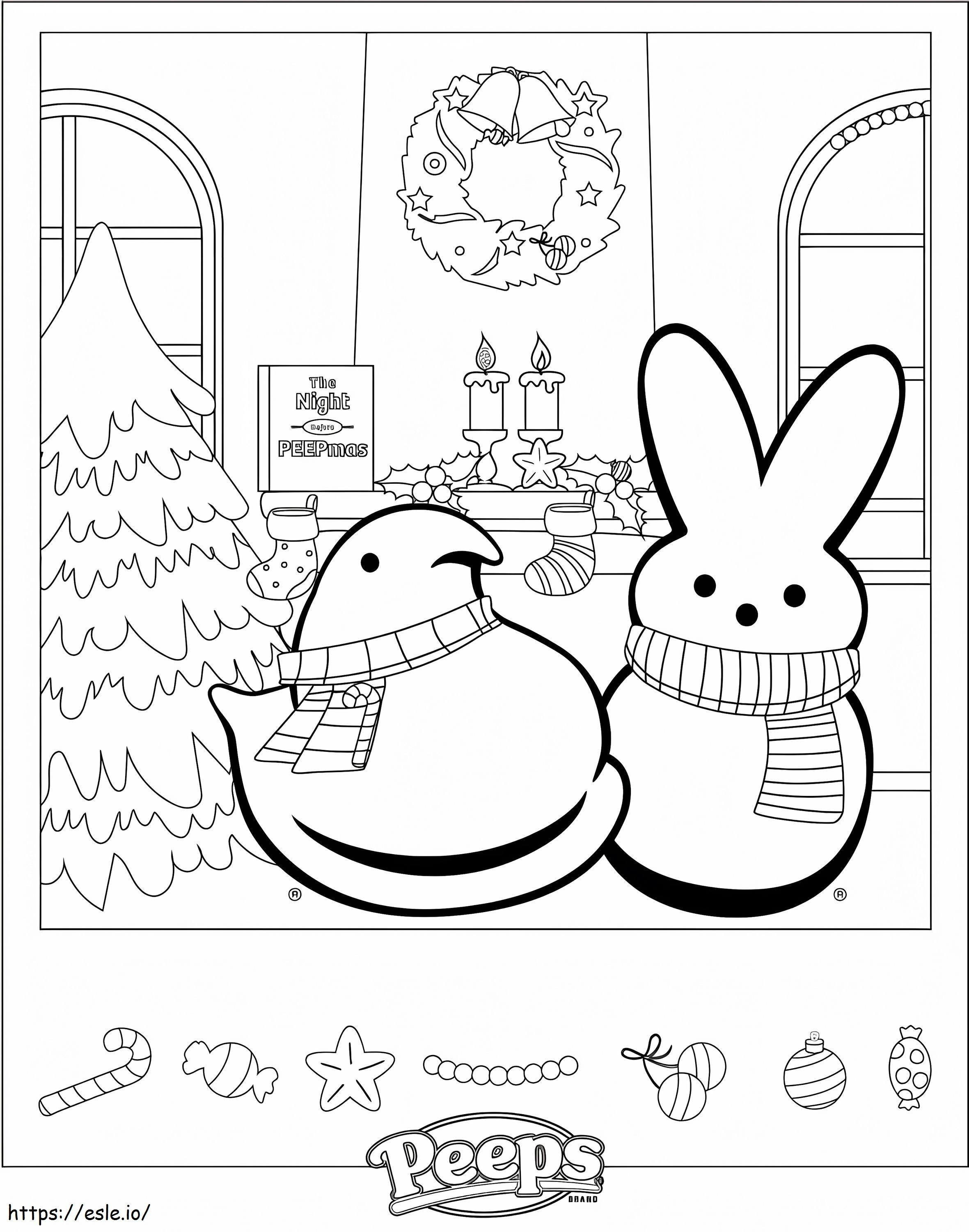 Christmas Peeps coloring page