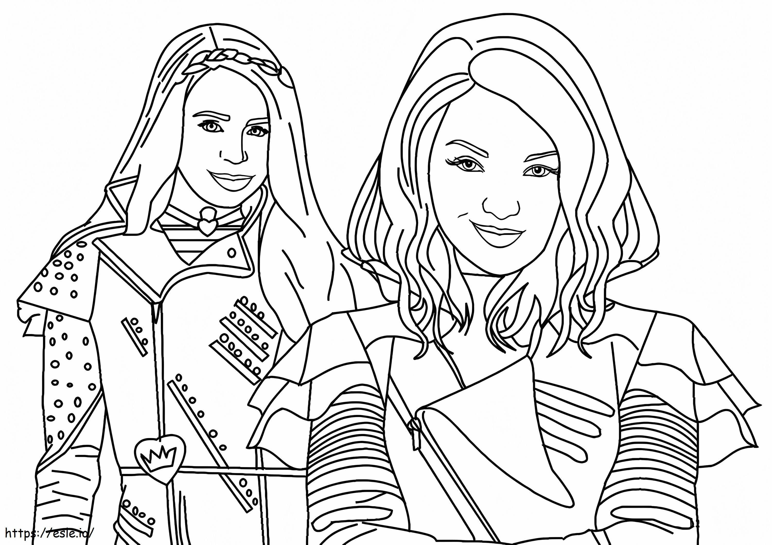 Mal And Evie Descendants coloring page