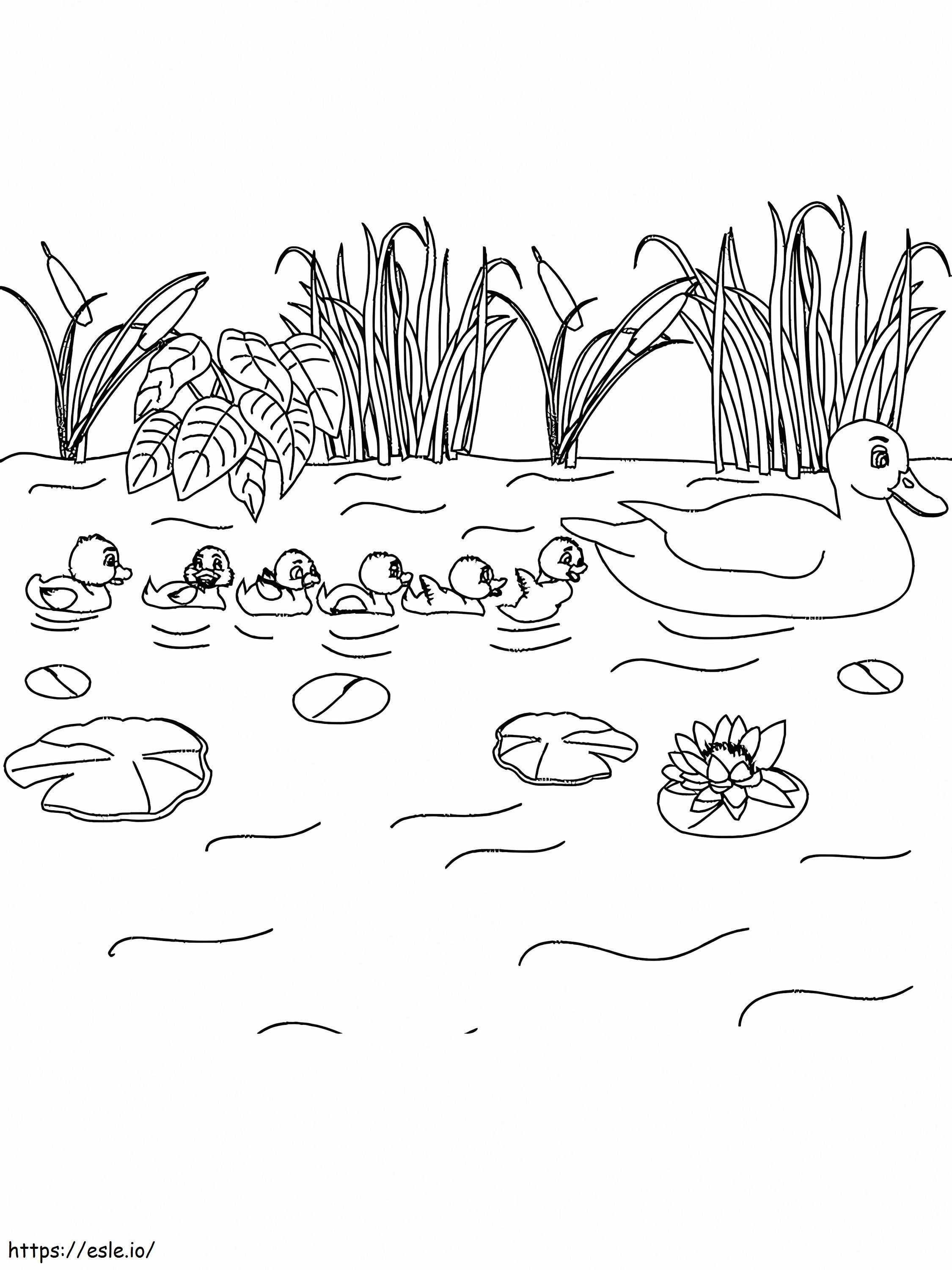 Coloriage Canards dans le lac à imprimer dessin