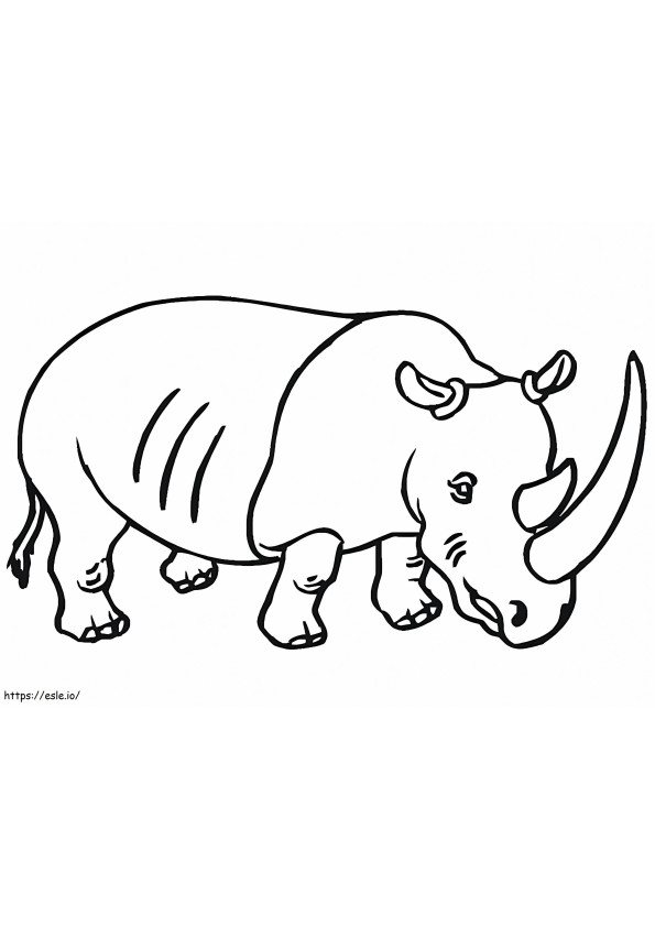 Rinoceronte com chifres grandes para colorir