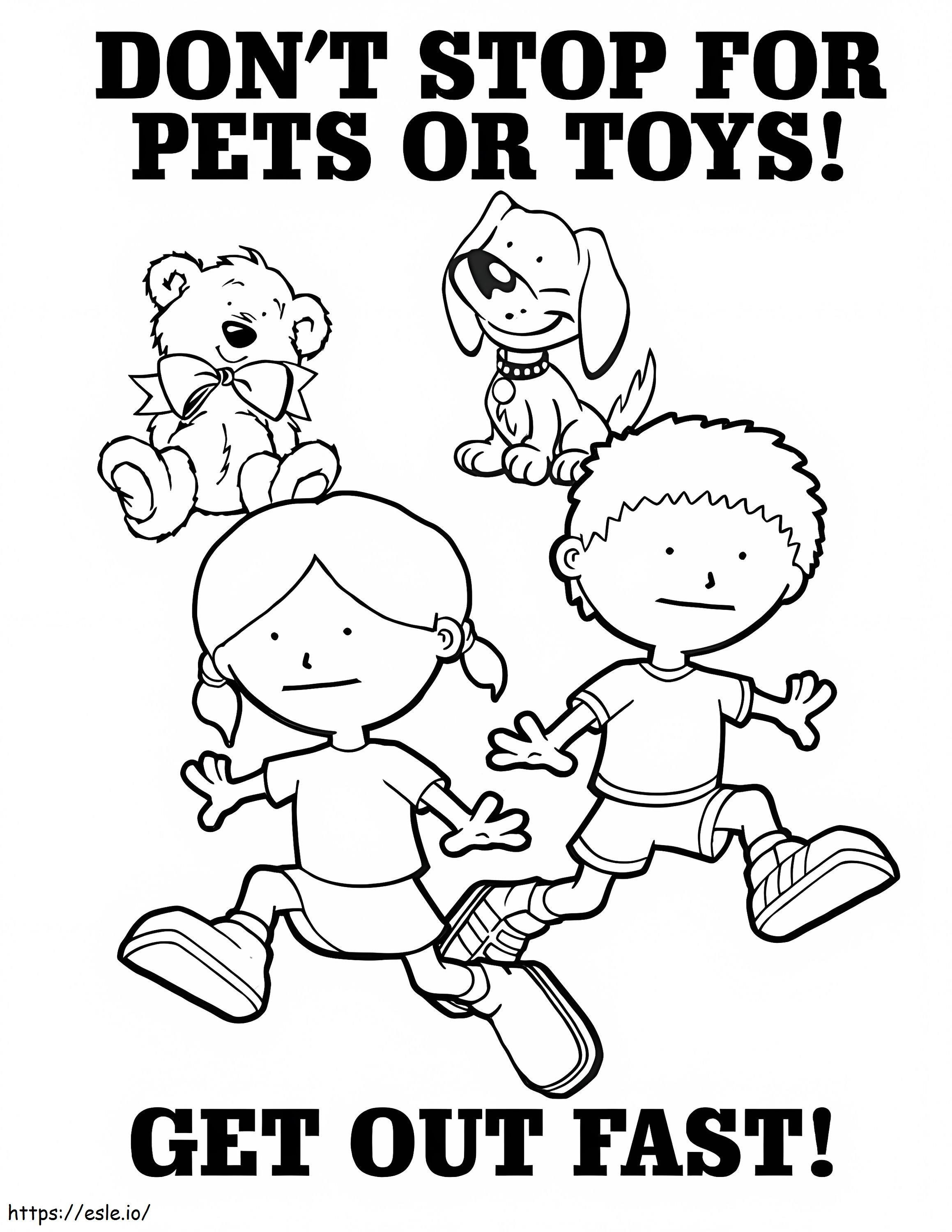 Get Out Fast Fire Safety coloring page