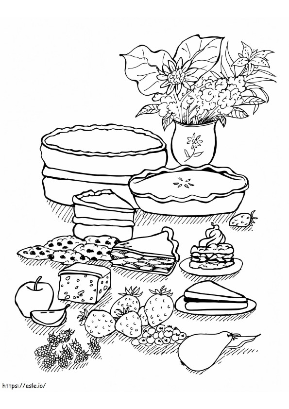 Coloriage Fleur Et Dessert à imprimer dessin