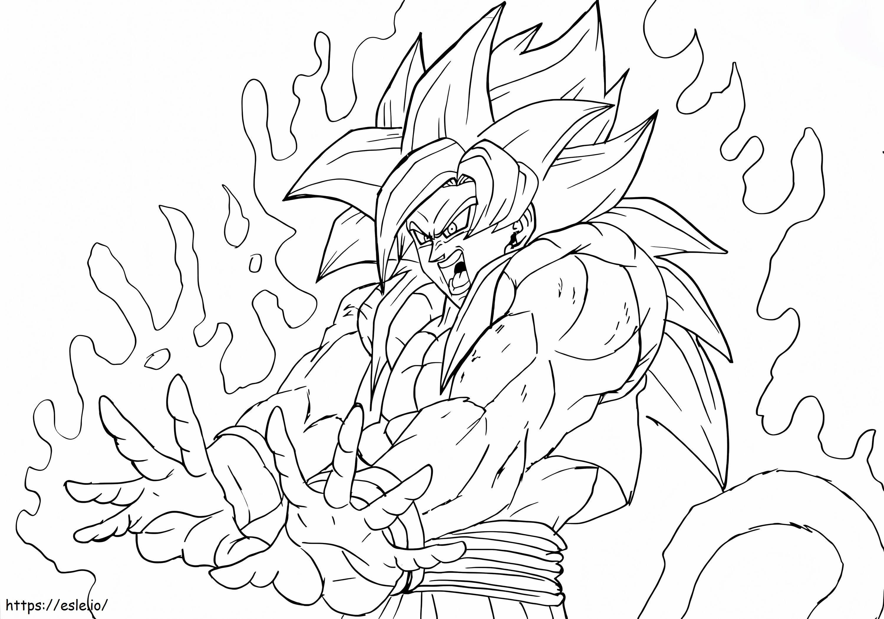 Goku SSj4 Luchando para colorear